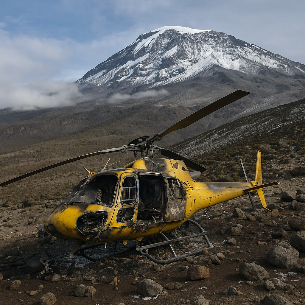 Featured image for: Rescue mission helicopter crashes on Mount Kilimanjaro, killing all 5 on board Five people have died after a helicopter crashed on Africa’s highest mountain, Mount Kilimanjaro, in Tanzania Five people have died after a helicopter crashed on Africa’s highest mountain, Mount Kilimanjaro, in Tanzania.  The accident Wednesday evening happened on one of the most popular tourist climbing routes, in what police said was a rescue mission to pick up patients on the mountain.  Two foreigners, who police said had been picked up in a medical evacuation, were among those killed. A local doctor, a tour guide and a pilot were also killed in the crash.  The accident happened between the mountain's Barafu Camp and Kibo Summit at an altitude of more than 4,000 meters (13,100 feet).  Kilimanjaro regional police commander Simon Maigwa told journalists the aircraft belonged to the Kilimanjaro Aviation company, which conducts medical evacuation services, among others. The company is yet to comment on the accident.  Police said more information would be provided later.  The Tanzania Civil Aviation Authority on Thursday said investigations had started in line with international safety regulations “to determine the circumstances and probable cause" of the accident.  Aircraft accidents on Mount Kilimanjaro are rare, with the last recorded incident being in November 2008, when four people died.